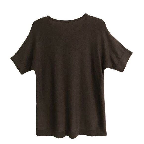 Eileen Fisher oversized chocolate brown knit round neck high-low sweater XS - Picture 4 of 8